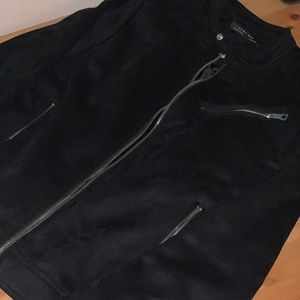 Zara Black Velvet Members Only Style Jacket